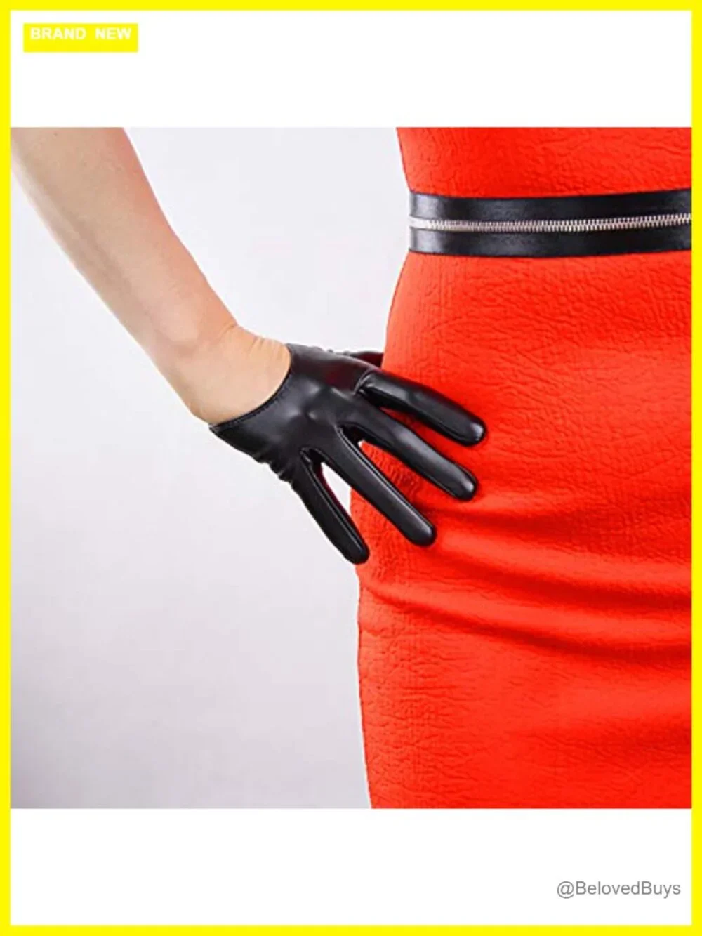 Faux Leather Half Palm Gloves for Women Vintage Dress